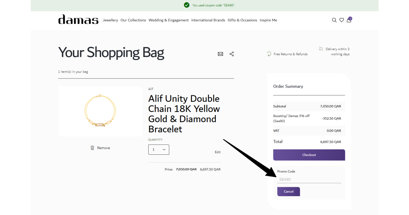 Latest Damas Jewellery Coupon Code - 5% OFF