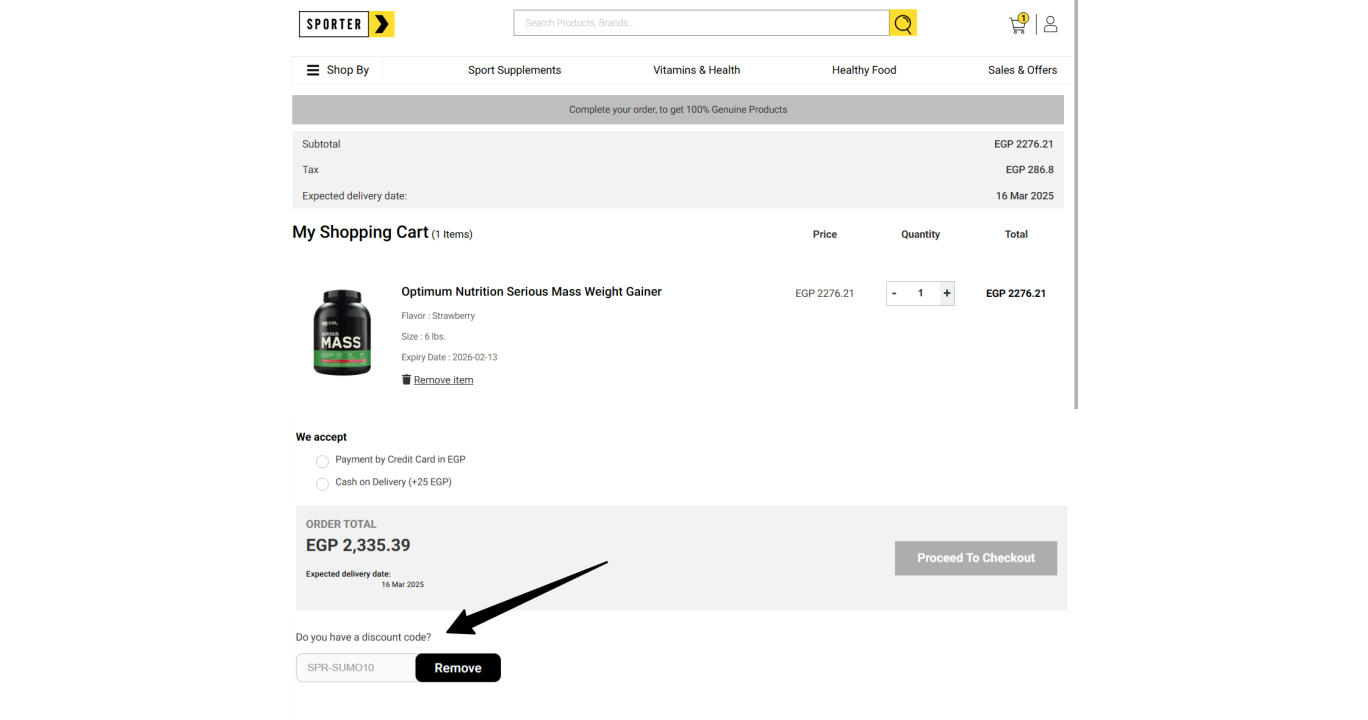 Sporter Egypt Coupon Code - 10% OFF