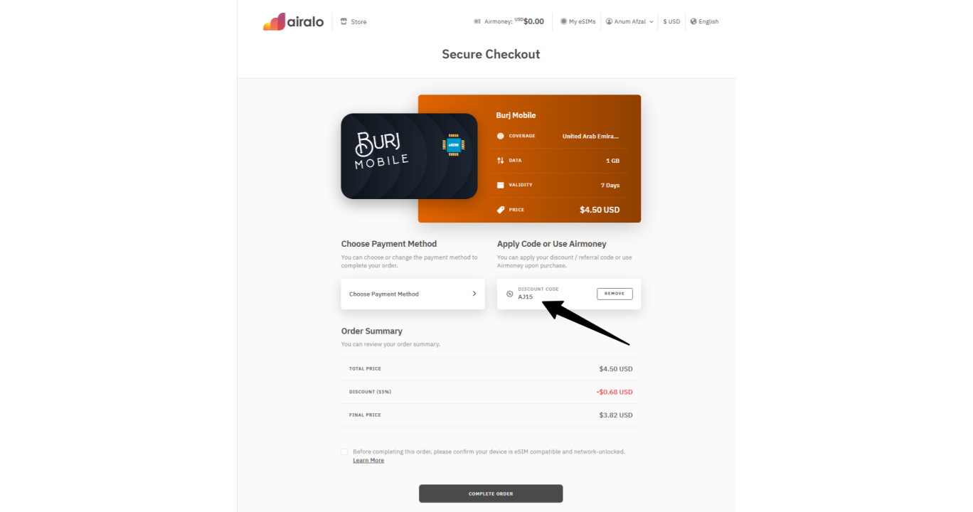Burj Mobile eSIM from $4.50 + 15% OFF