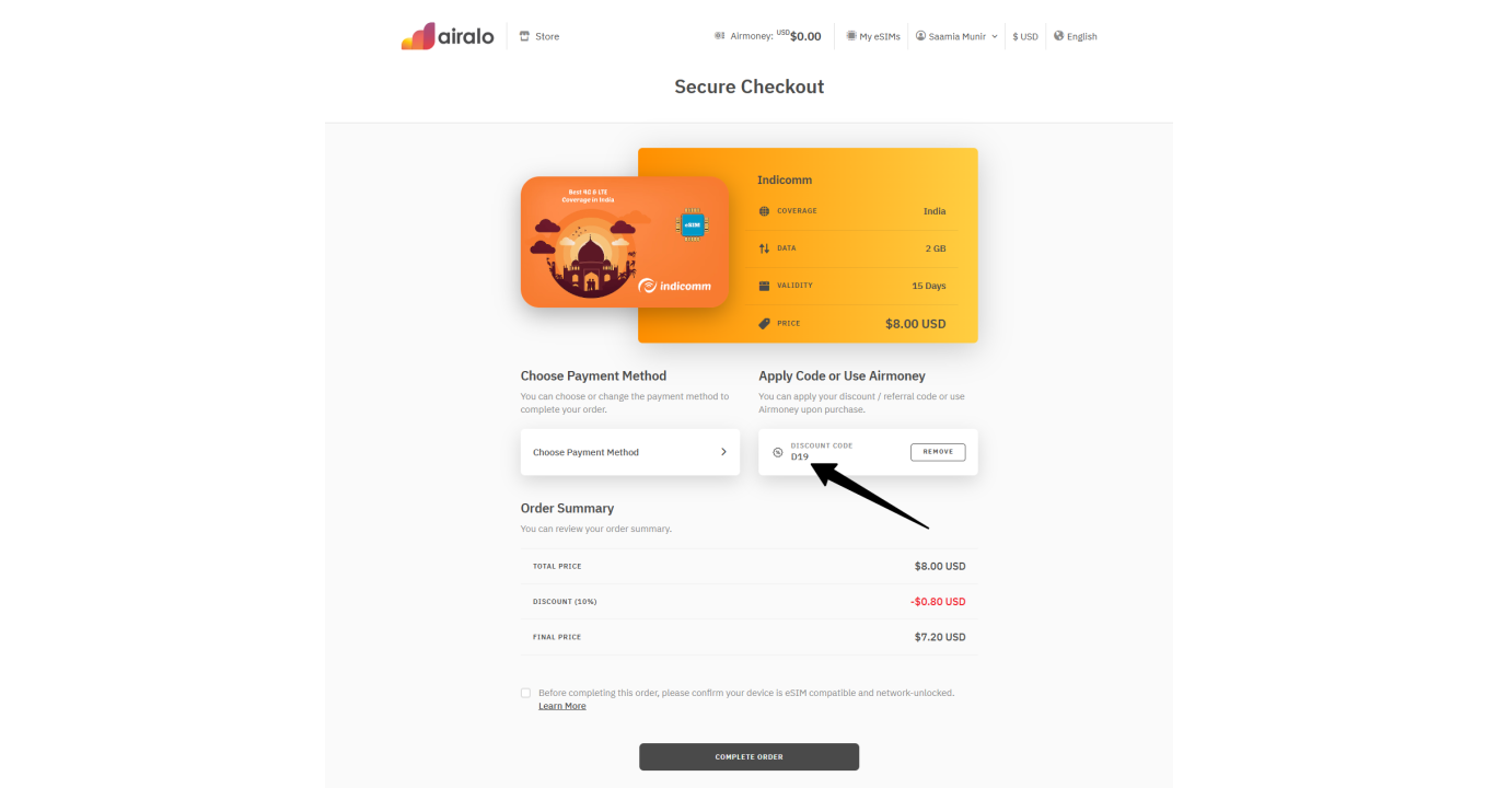 3GB Plan at $11 + 10% OFF On Change eSIM